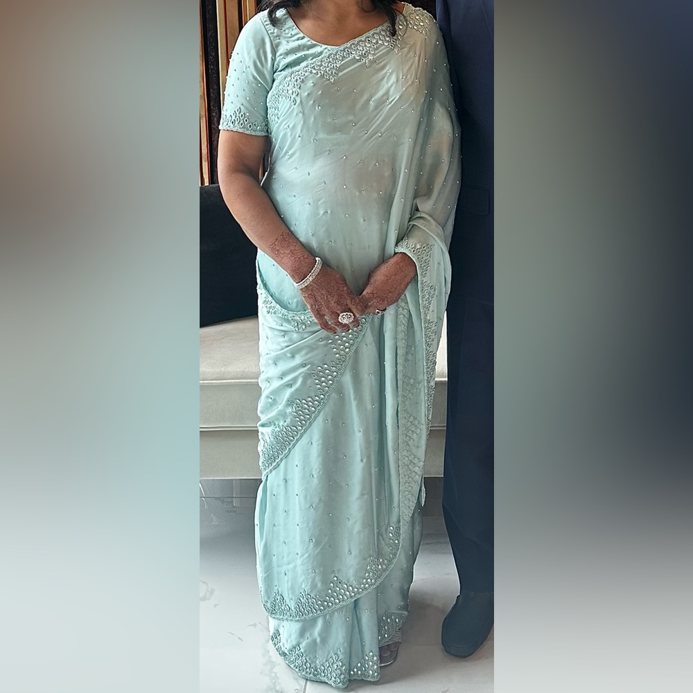 Blue wedding saree